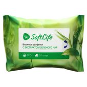 SoftLife влажные салфетки с экстрактом зелёного чая, 20шт. SoftLife влажные салфетки с экстрактом зелёного чая, 20шт.