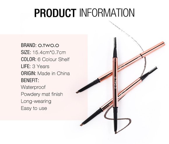 Карандаш для бровей O.TWO.O Fine Triangle eyebrow pencil (арт. 1007) #02 Auburn 0.2 g.