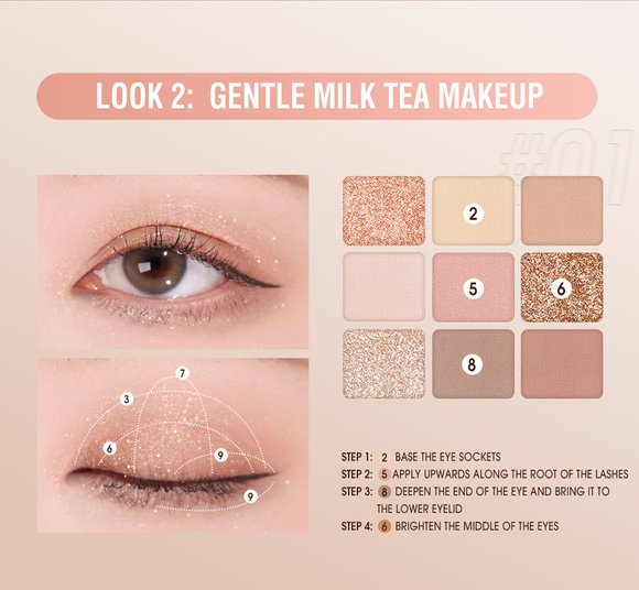 O.TWO.O Палитра теней для век 9 цветов арт. SC042 Oatmeal milk tea #01 10 g.