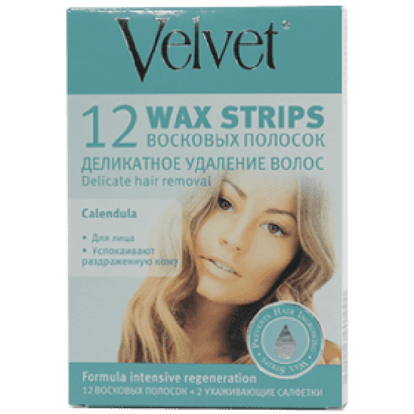 Восковые полоски Velvet Деликатное Удаление волос 12шт