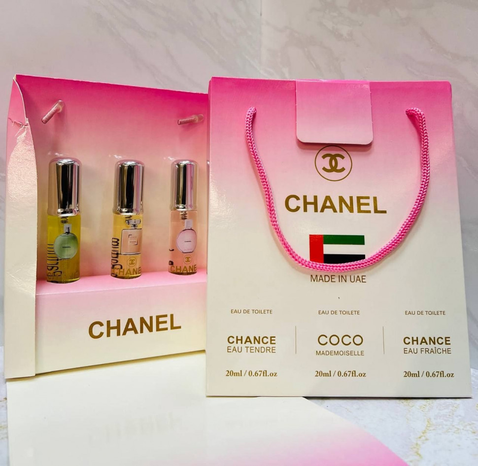 Подарочный парфюмерный набор Chanel 3x20 ml women ОАЭ Подарочный парфюмерный набор Chanel 3x20 ml women ОАЭ