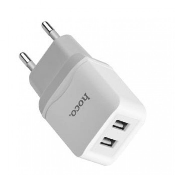 Зарядное устройство Hoco C33A c 2 USB с кабелем Lightning