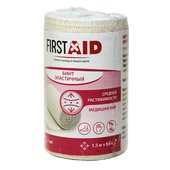 First Aid Бинт эластичный средней растяжимости, 1,5м х 8см First Aid Бинт эластичный средней растяжимости, 1,5м х 8см