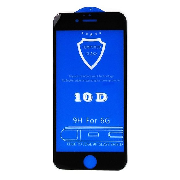 Защитное стекло 10D 9H Glass Pro для iPhone 6 (чёрное)