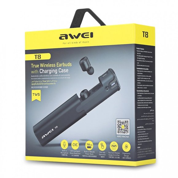 Bluetooth наушники Awei T8 с зарядным футляром