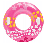 Надувной круг Intex 59256NP с ручками (91см) розовый, 9+
