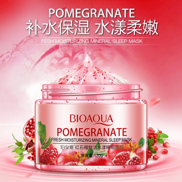Ночная маска для лица Bioaqua Pomegranate Fresh Mineral Sleep Mask (гранат) 6049