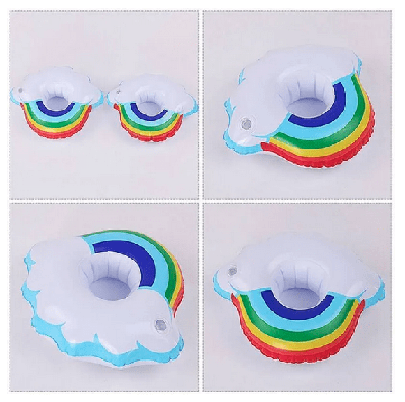 Пляжный надувной подстаканник для напитков в бассейн радуга и облако