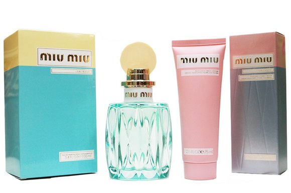 Подарочный набор Miu Miu L'Eau Bleue Eau De Parfum - Духи 100 ml + Крем для рук 75 ml