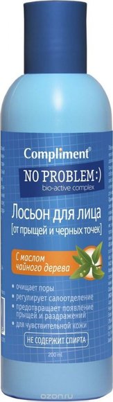 Лосьон для лица Compliment от прыщей и черных точек с маслом чайного дерева 200 ml Лосьон для лица Compliment от прыщей и черных точек с маслом чайного дерева 200 ml