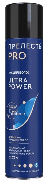 Лак для волос Прелесть PRO Ultra Power Фиксация 225 ml Лак для волос Прелесть PRO Ultra Power Фиксация 225 ml