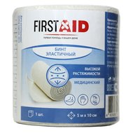 First Aid Бинт эластичный высокой растяжимости, 5м х 10см First Aid Бинт эластичный высокой растяжимости, 5м х 10см