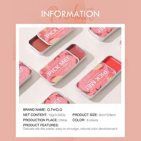 Матовый крем 3 в 1 (румяна, тени для век, помада для губ) O.TWO.O Pick Me 10г #9139 (№01 Персиковый)