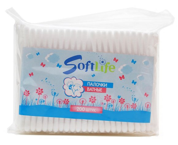SOFT LINE палочки ватные в упаковке 200 шт