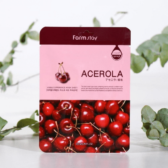 Тканевая маска для лица с экстрактом ацеролы FarmStay Acerola Visible Difference Mask Sheet 23 ml