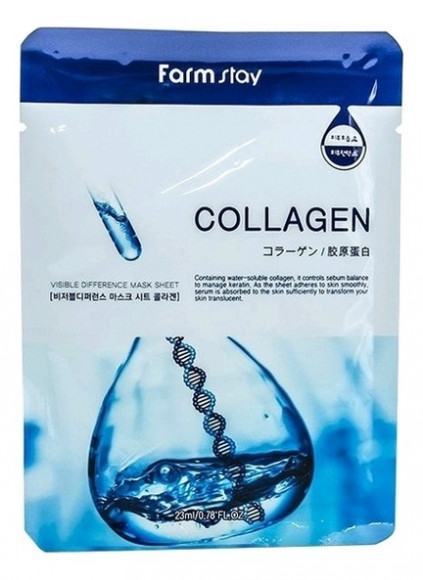 Тканевая маска для лица с коллагеном Farm Stay Visible Difference Mask Sheet Collagen 23мл