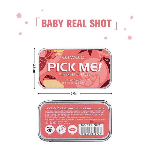 Матовый крем 3 в 1 (румяна, тени для век, помада для губ) O.TWO.O Pick Me 10г #9139 (№07 Красный)