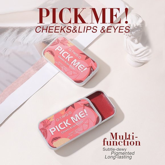 Матовый крем 3 в 1 (румяна, тени для век, помада для губ) O.TWO.O Pick Me 10г #9139 (№07 Красный)