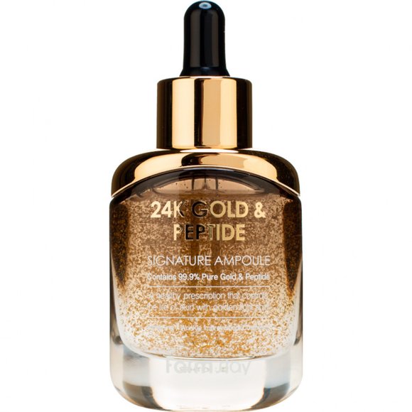 Ампульная сыворотка с золотом и пептидами FarmStay 24K Gold & Peptide Signature Ampoule 35 ml Ампульная сыворотка с золотом и пептидами FarmStay 24K Gold & Peptide Signature Ampoule 35 ml