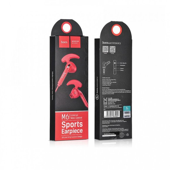 Hoco M6 Sports Earpiece Наушники внутриканальные с микрофоном