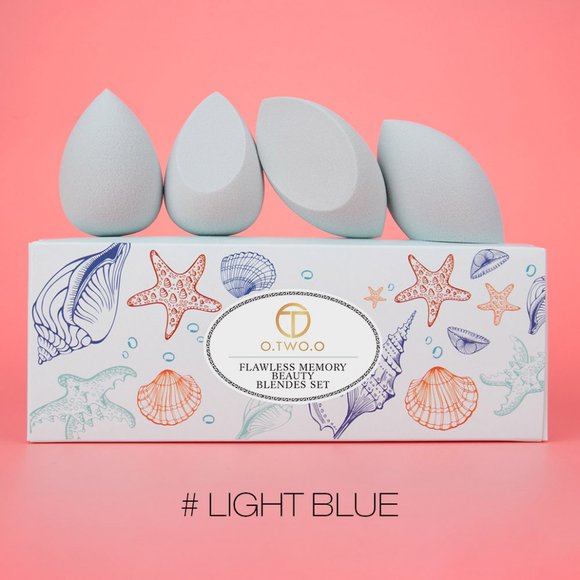 Набор спонжей O.TWO.O Flawless Memory Beauty Blendes Set 4 шт. (Голубой)