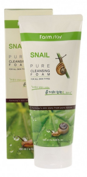 Пенка для лица очищающая с муцином улитки FarmStay Snail Pure Cleansing Foam 180 ml Пенка для лица очищающая с муцином улитки FarmStay Snail Pure Cleansing Foam 180 ml