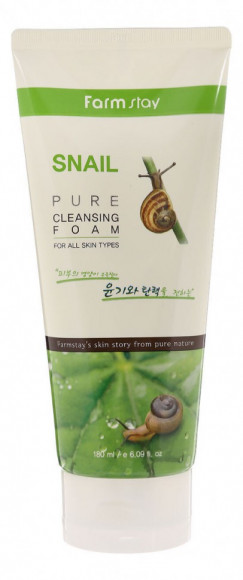 Пенка для лица очищающая с муцином улитки FarmStay Snail Pure Cleansing Foam 180 ml Пенка для лица очищающая с муцином улитки FarmStay Snail Pure Cleansing Foam 180 ml