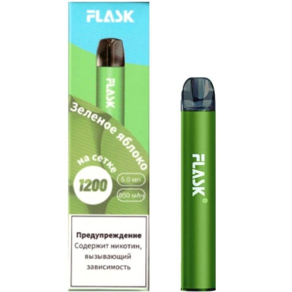Эл. сиг. Flask - Зеленое Яблоко 2%, 1200 Тяг Эл. сиг. Flask - Зеленое Яблоко 2%, 1200 Тяг