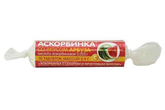 Аскорбинка со вкусом арбуза, 10х2,9g